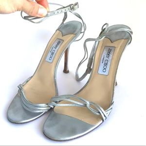 Jimmy Choo Silver Strappy Heels (10)